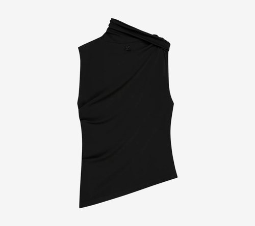 COU-DRAPED CREPE JERSEY TOP