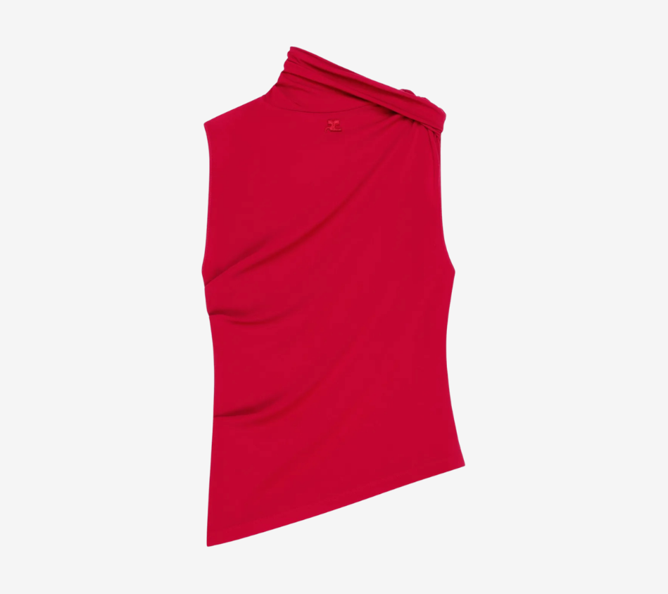 COU-DRAPED CREPE JERSEY TOP