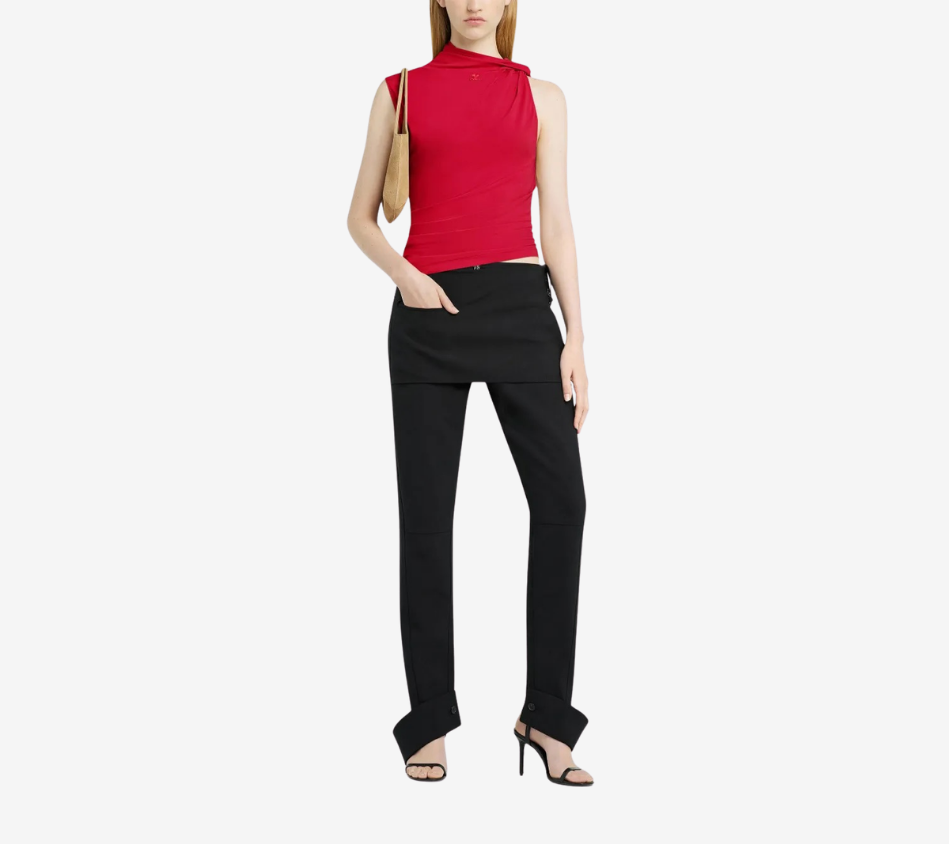 COU-DRAPED CREPE JERSEY TOP