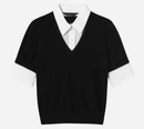 JUN-SHIRTS PATCHED V-NECK PULLOVER