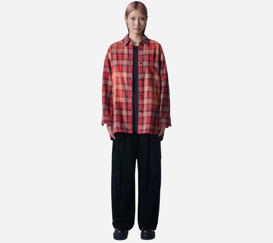 JUN-[ESSENTIAL] OVER FIT VINTAGE WASHED CHECK SHIRTS