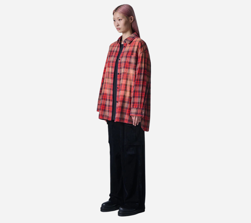 JUN-[ESSENTIAL] OVER FIT VINTAGE WASHED CHECK SHIRTS