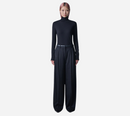 JUN-WAIST BLOCKED PIN TUCK FLANNEL PANTS