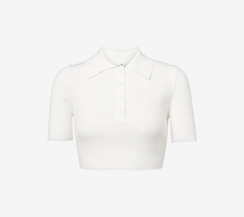 COU-AC RIB KNIT CROPPED POLO