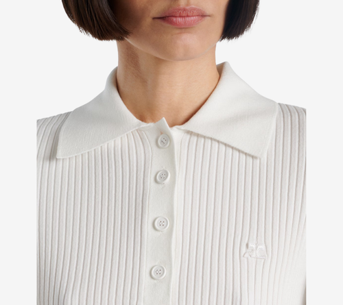 COU-AC RIB KNIT CROPPED POLO