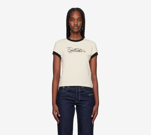 OWH-OFF WHITE SCRIPT FITTED TEE