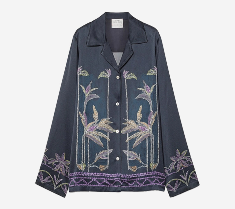 FOT-"SOGNI" PRINT ENVERS SATIN PAJAMA SHIRT