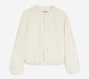 JIL-CREW NECK BOMBER WITH COVERED BUTTONS FRONT OPENING