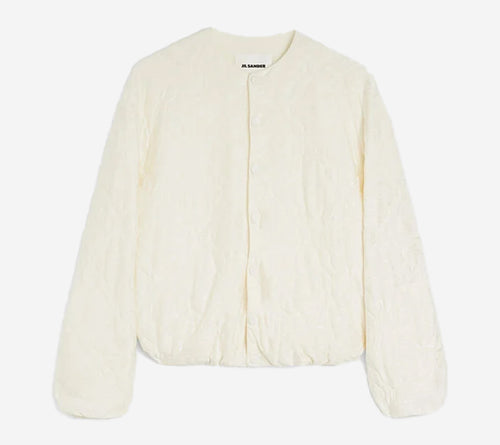 JIL-CREW NECK BOMBER WITH COVERED BUTTONS FRONT OPENING