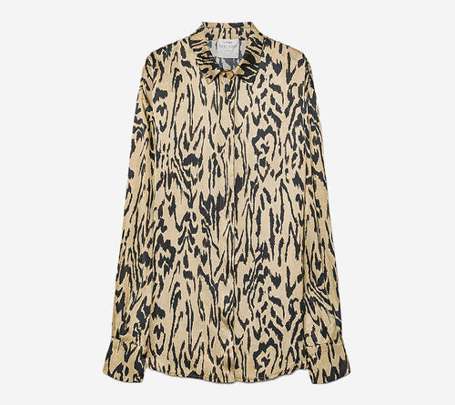 FOT-"MOIREE" PRINT SATIN OVERSIZED SHIRT
