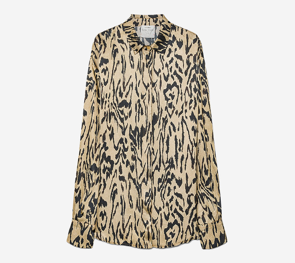 FOT-"MOIREE" PRINT SATIN OVERSIZED SHIRT
