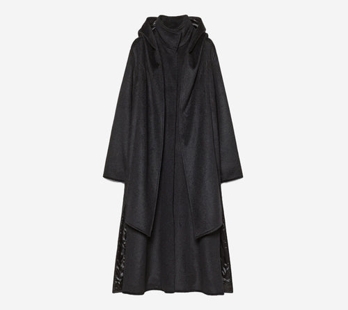 FOT-WOOL MOHAIR CLOTH HOODED ASTRAKHAN EFFECT COAT