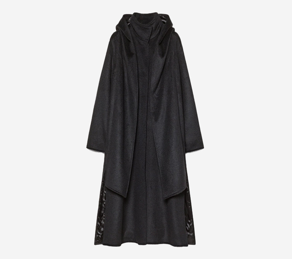 FOT-WOOL MOHAIR CLOTH HOODED ASTRAKHAN EFFECT COAT