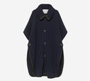 FOT-WOOL CASHMERE HALF CARDIGAN STITCH PONCHO