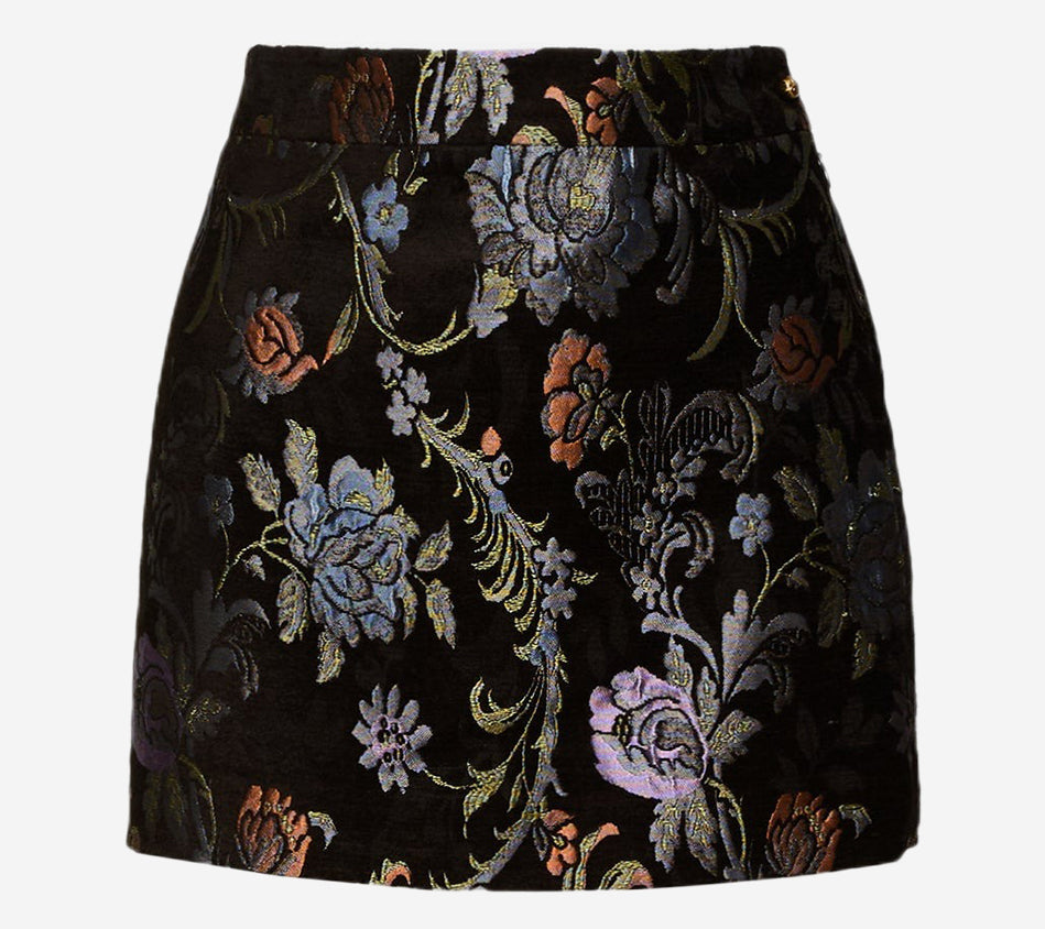 CHL-CHÂN VÁY NGẮN JACQUARD HỌA TIẾT HOA