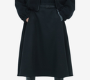 JUN-BELTED FLARE WOOL SKIRT