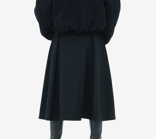 JUN-BELTED FLARE WOOL SKIRT