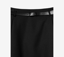 JUN-BELTED FLARE WOOL SKIRT