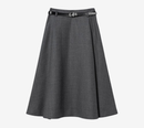 JUN-BELTED FLARE WOOL SKIRT