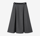 JUN-BELTED FLARE WOOL SKIRT