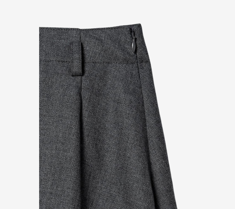 JUN-BELTED FLARE WOOL SKIRT
