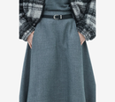JUN-BELTED FLARE WOOL SKIRT