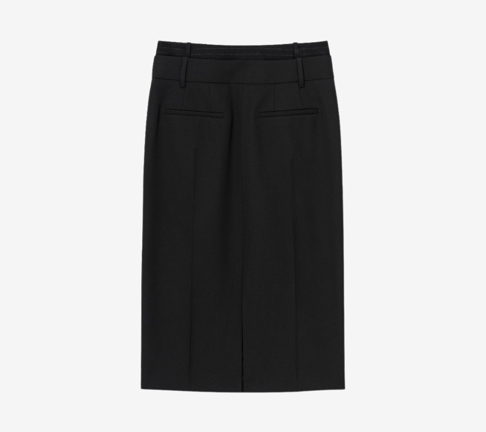 JUN-DOUBLE WAIST MIDI SKIRT