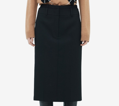 JUN-DOUBLE WAIST MIDI SKIRT