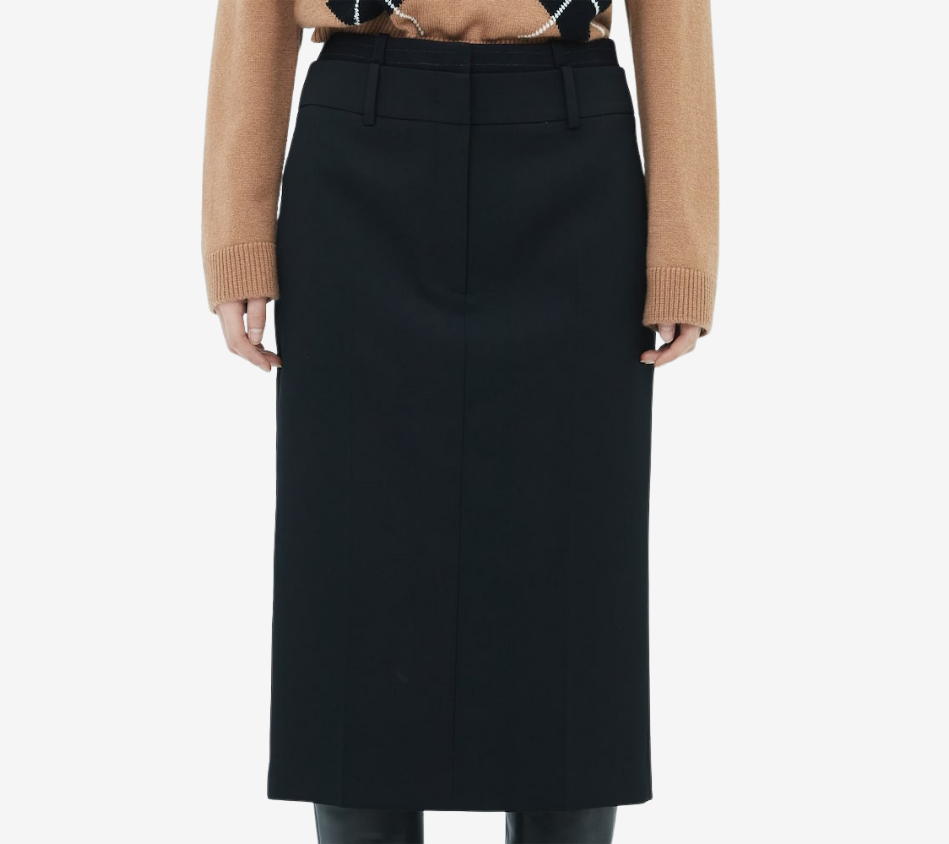 JUN-DOUBLE WAIST MIDI SKIRT