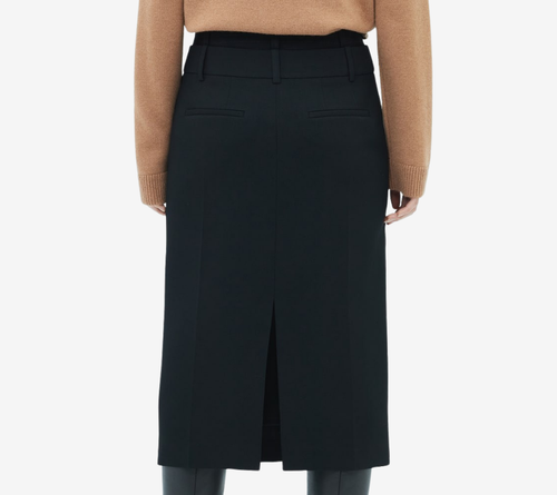 JUN-DOUBLE WAIST MIDI SKIRT