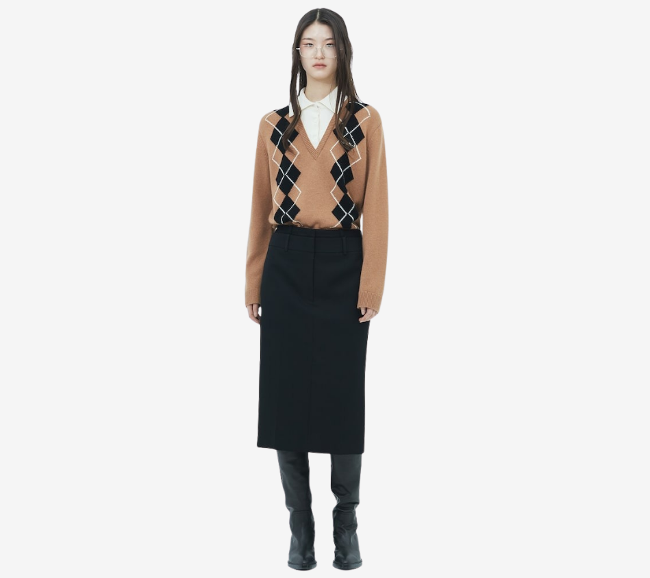 JUN-DOUBLE WAIST MIDI SKIRT