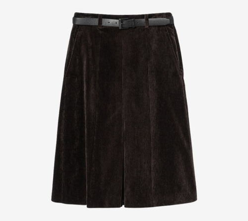 JUN-BELTED CORDUROY SLIT SKIRT