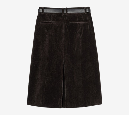 JUN-BELTED CORDUROY SLIT SKIRT