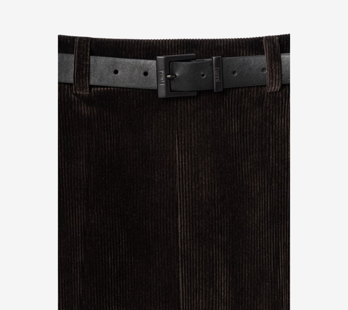 JUN-BELTED CORDUROY SLIT SKIRT