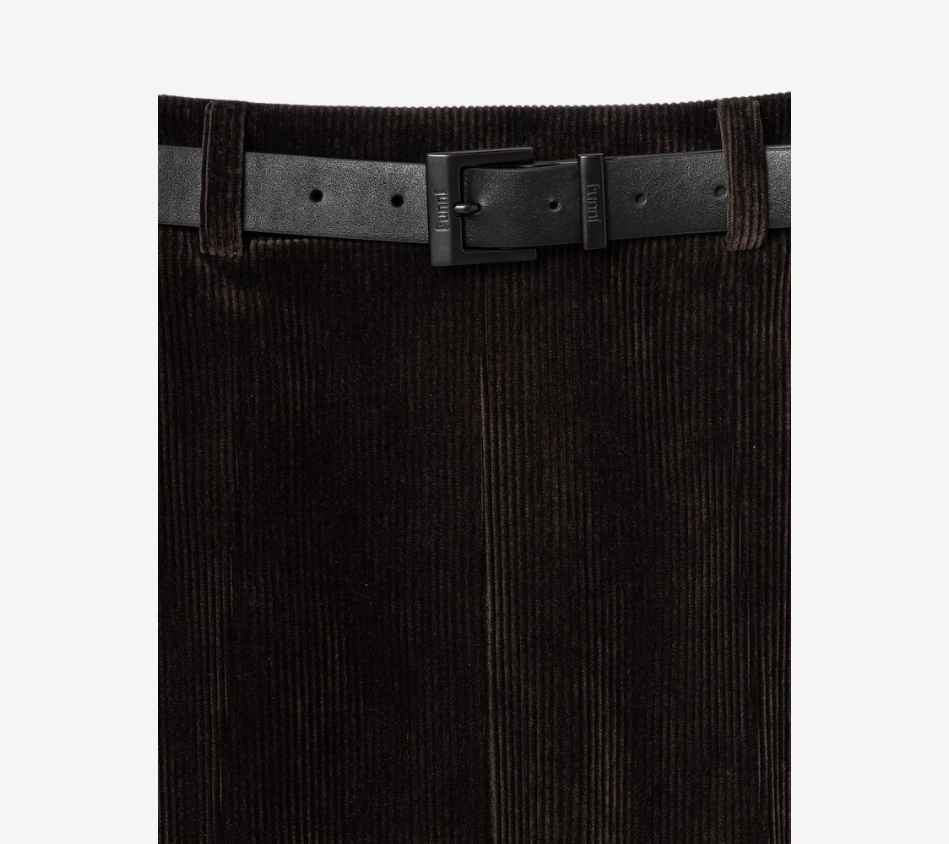 JUN-BELTED CORDUROY SLIT SKIRT