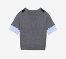 JUN-[ESSENTIAL] WOVEN SLEEVE PATCHED ARGYLE PULLOVER