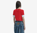 JUN-WOVEN SLEEVE PATCHED ROUND PULLOVER
