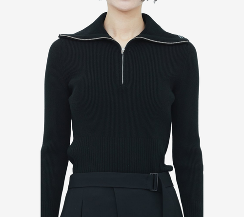 JUN-HIGH-NECK RIBBED PULLOVER
