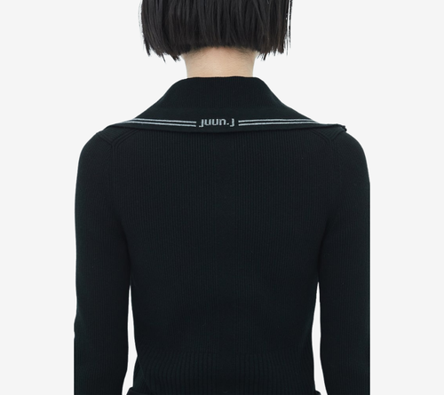 JUN-HIGH-NECK RIBBED PULLOVER