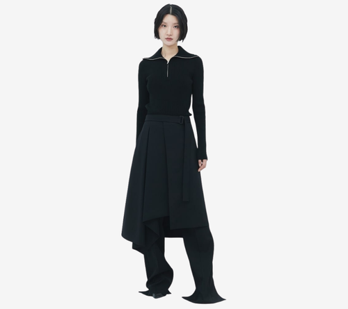 JUN-HIGH-NECK RIBBED PULLOVER