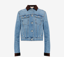 ÁO KHOÁC LỬNG TRUCKER VẢI DENIM BULL RÁCH, PHẦN CỔ VÀ TAY ÁO BẰNG NHUNG