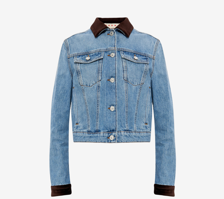 ÁO KHOÁC LỬNG TRUCKER VẢI DENIM BULL RÁCH, PHẦN CỔ VÀ TAY ÁO BẰNG NHUNG