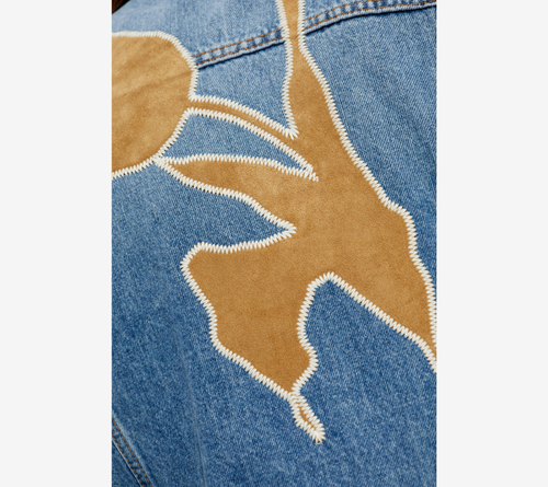 ÁO KHOÁC LỬNG TRUCKER VẢI DENIM BULL RÁCH, PHẦN CỔ VÀ TAY ÁO BẰNG NHUNG