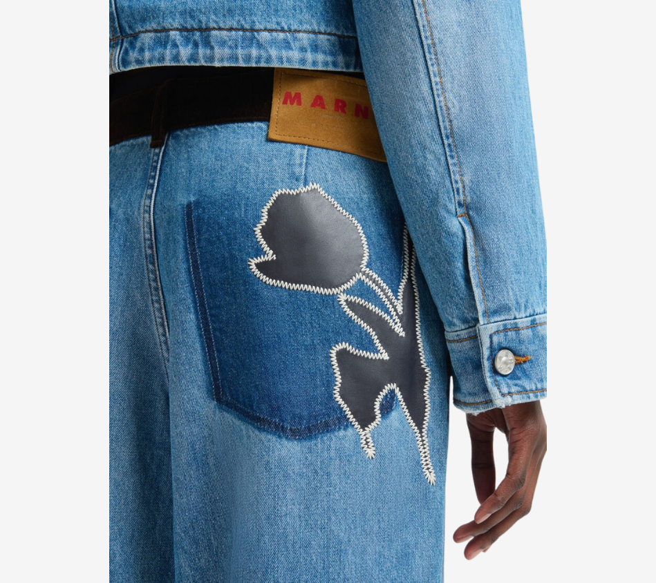 QUẦN JEANS ỐNG RỘNG 5 TÚI VẢI DENIM BULL RỬA MÀU MAR CÓ CẠP BẰNG VẢI NHUNG