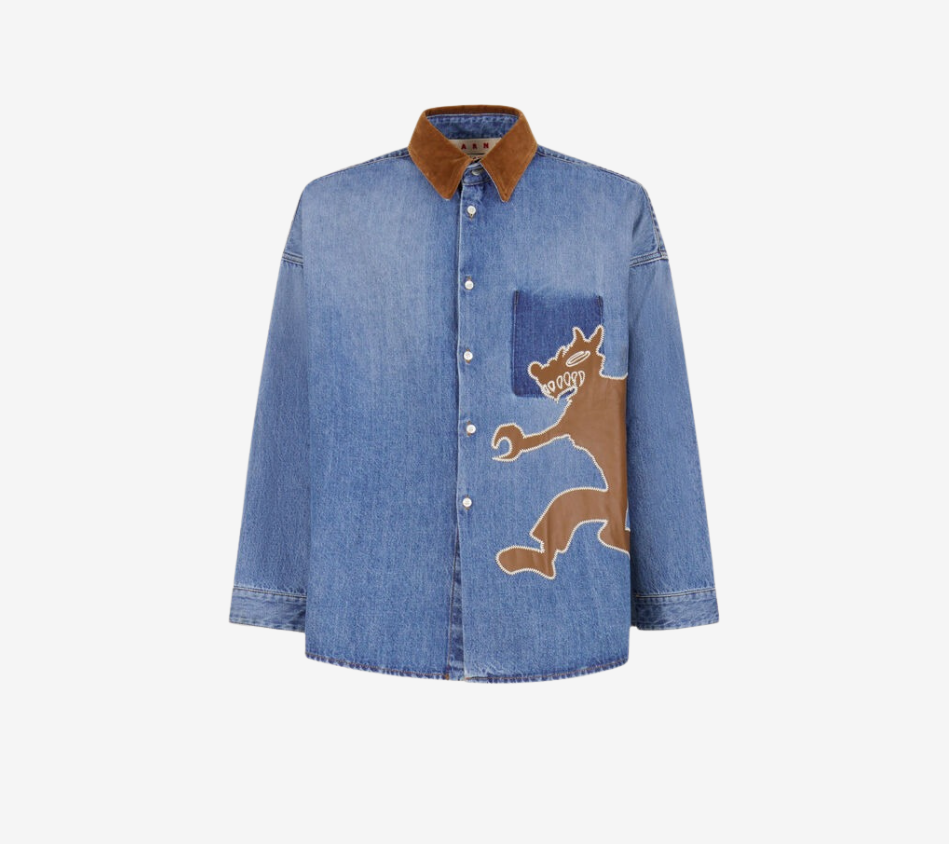 ÁO SƠ MI DÀI TAY DENIM RÁCH THÊU MAR