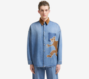 ÁO SƠ MI DÀI TAY DENIM RÁCH THÊU MAR