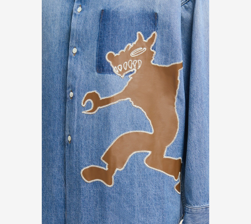 ÁO SƠ MI DÀI TAY DENIM RÁCH THÊU MAR