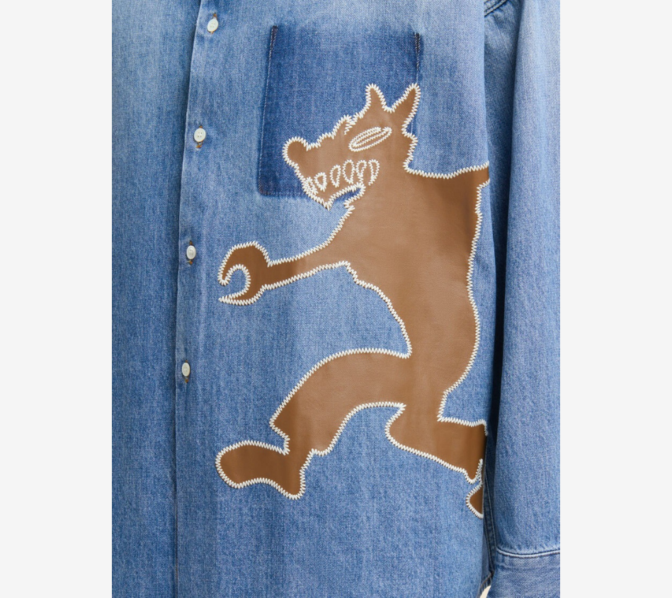 ÁO SƠ MI DÀI TAY DENIM RÁCH THÊU MAR