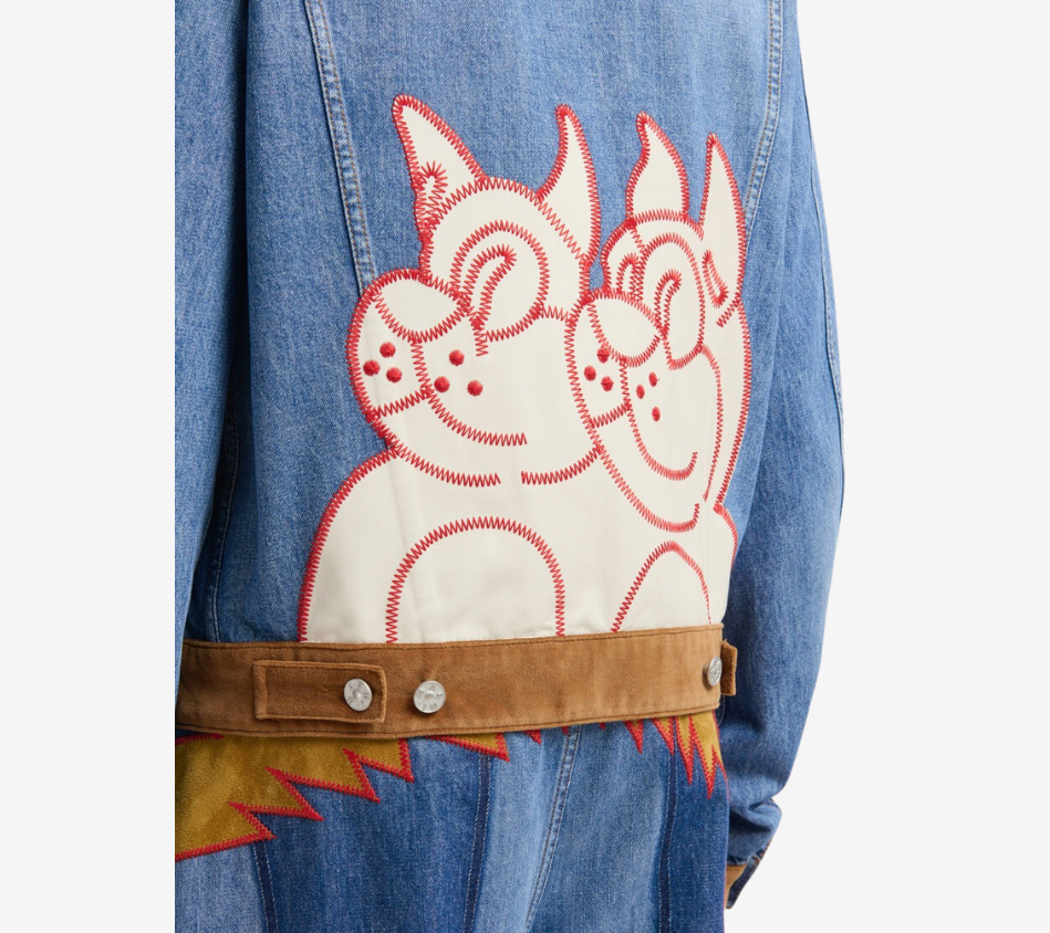 ÁO KHOÁC TRUCKER NAM VẢI DENIM BULL GIẶT PHAI MÀU VỚI CHI TIẾT NHUNG