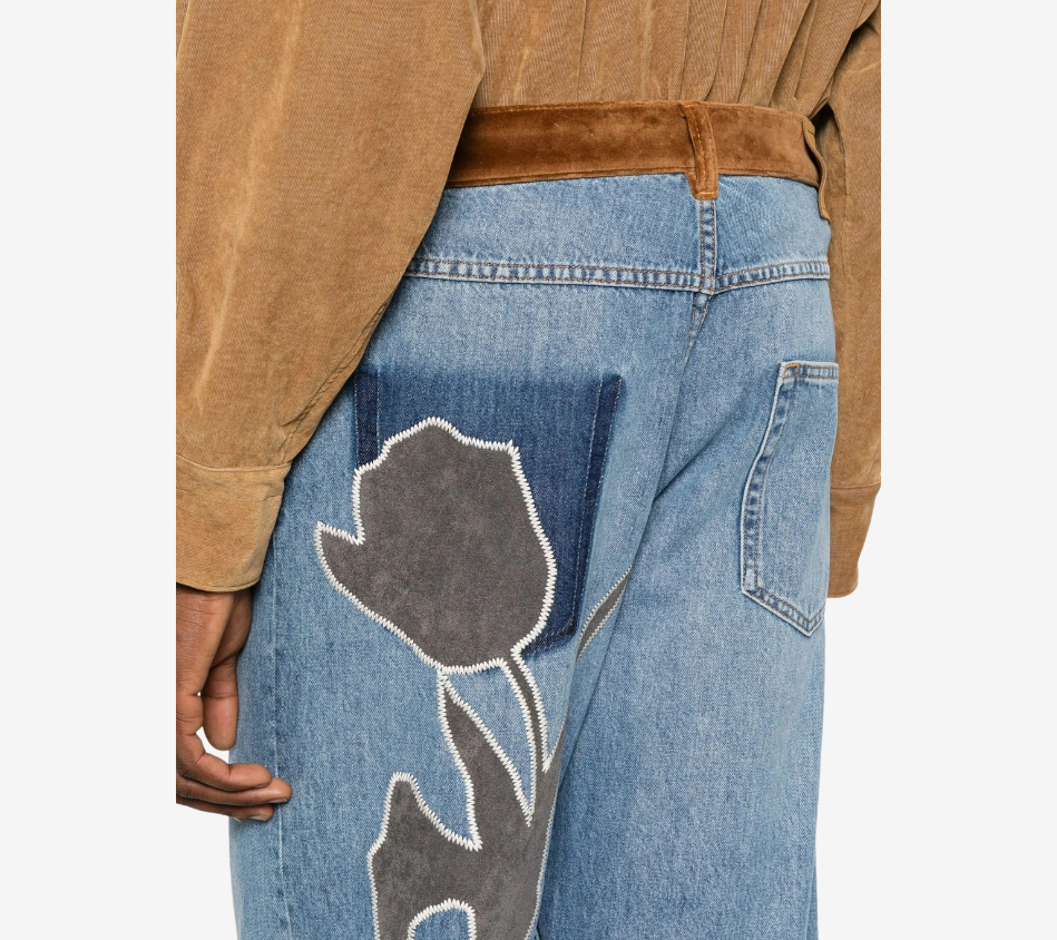 QUẦN JEANS ỐNG RỘNG 5 TÚI VẢI DENIM BULL CŨ KỸ
